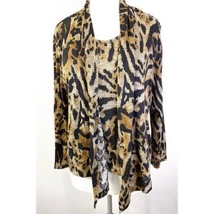 Alfred Dunner Petites Women's Leopard Layered Top, Size PL